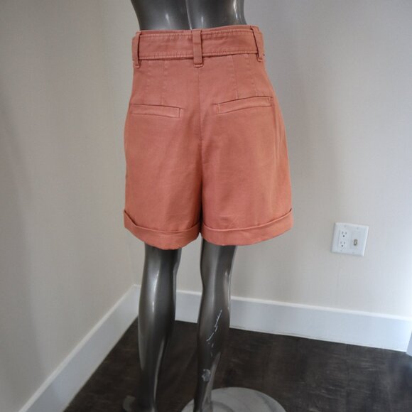 Brunello Cucinelli Shorts Monili Trim Belt Orange Cotton Blend Dyed Size 2 - Picture 5 of 9